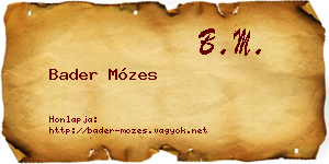 Bader Mózes névjegykártya